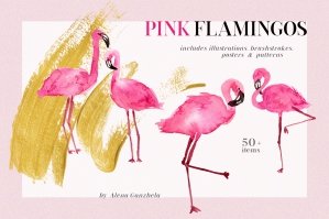 Pink Flamingos - Patterns & Posters
