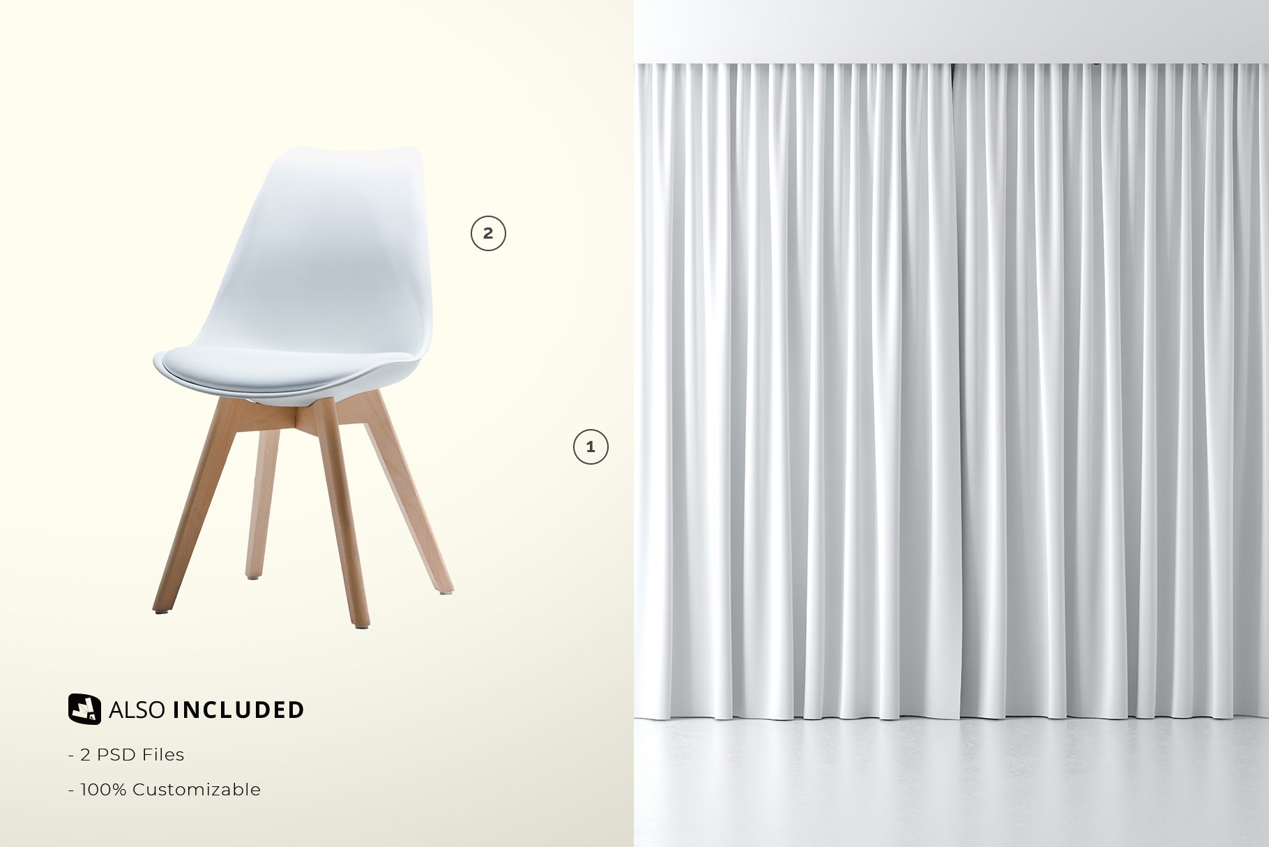 Long Curtain with Chair Mockup - Design Cuts
