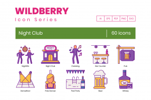 60 Night Club Icons - Wildberry Series