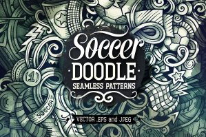 Football Graphics Doodle Seamless Patterns