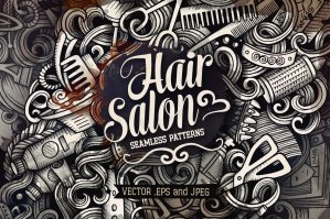 Hair Salon Graphics Doodle Seamless Patterns