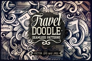 Travel Planning Graphics Doodle Seamless Patterns