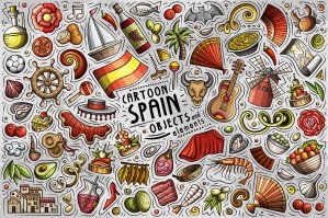 Spain Cartoon Objects and Symbols Collection