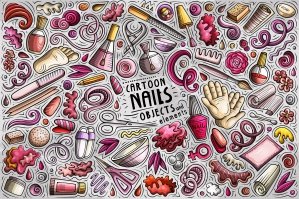 Nail Salon Cartoon Objects and Symbols Collection