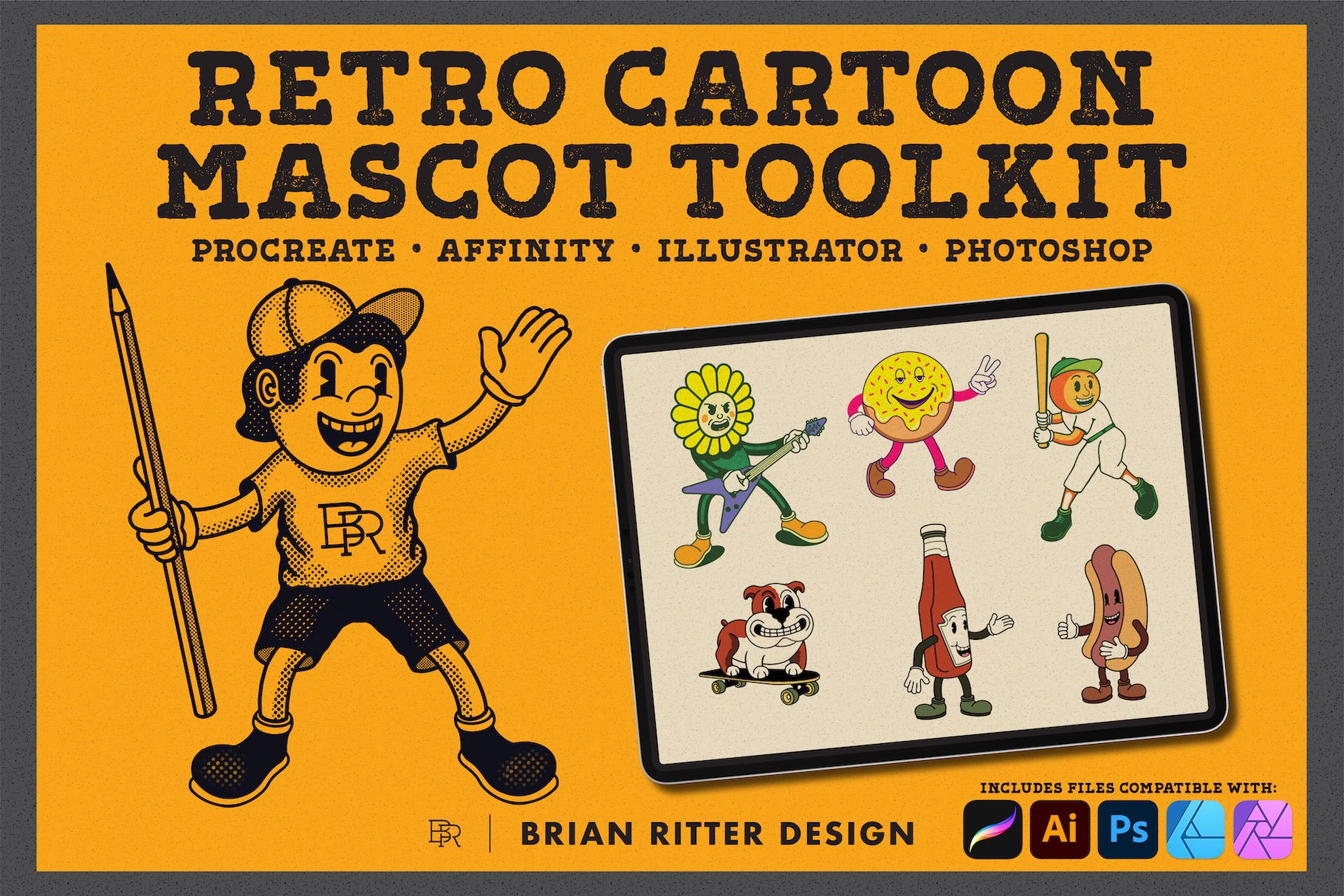 Retro Cartoon Mascot Toolkit - Design Cuts