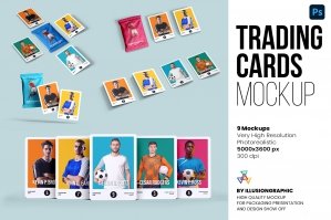 Trading Cards Mockup - 9 Views