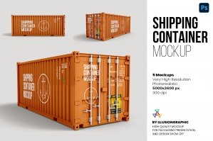 Shipping Container Mockup - 5 Views