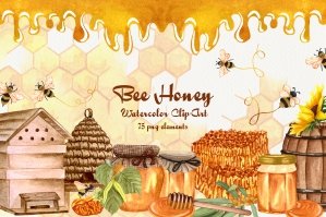 Honey Watercolor Clipart