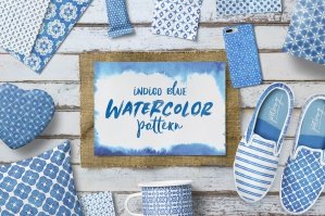 Indigo Blue Watercolor Dye Patterns