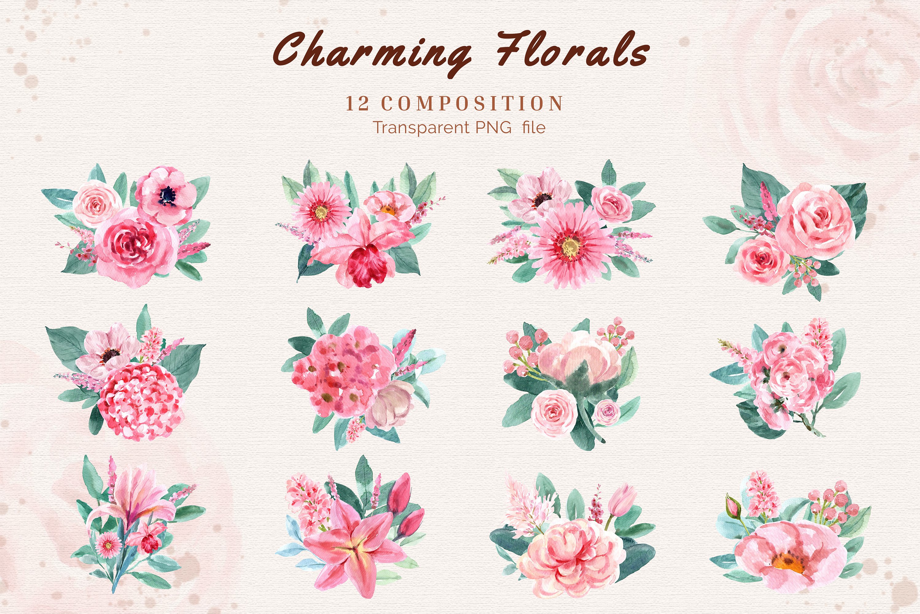 Charming Flowers of Wedding Watercolor