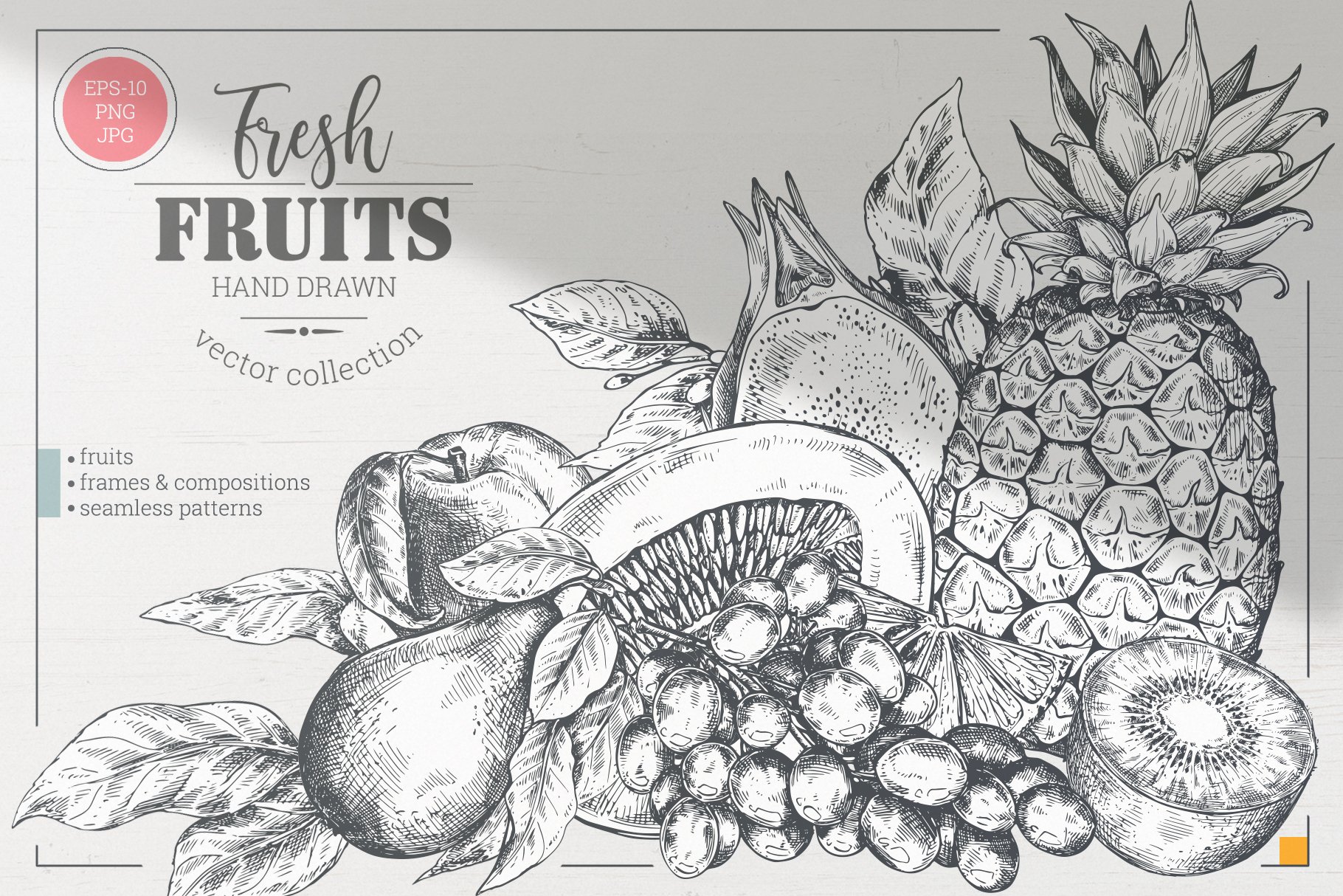 Cartoon Exotic Fruits, Outlined Black and White Vector Illustration Set  Stock Vector - Illustration of mango, banana: 235848011