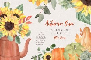 Autumn Sun Watercolor Collection