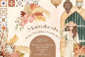 Marrakesh Boho Wedding Aesthetics Watercolor