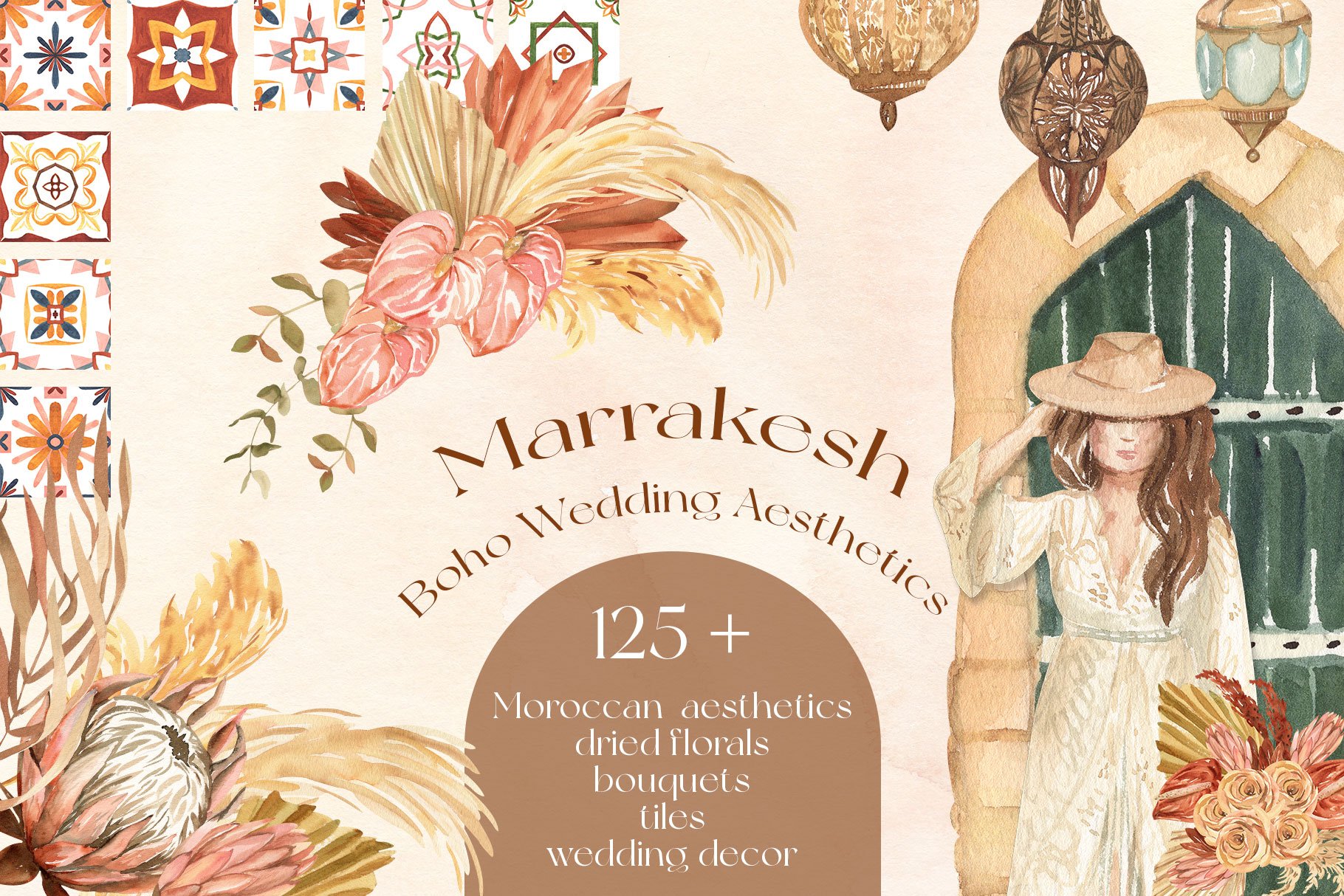 Marrakesh Boho Wedding Aesthetics Watercolor