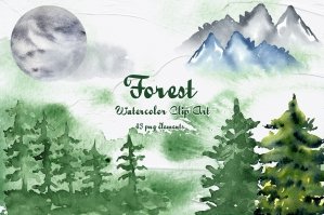Forest Watercolor Clip Art