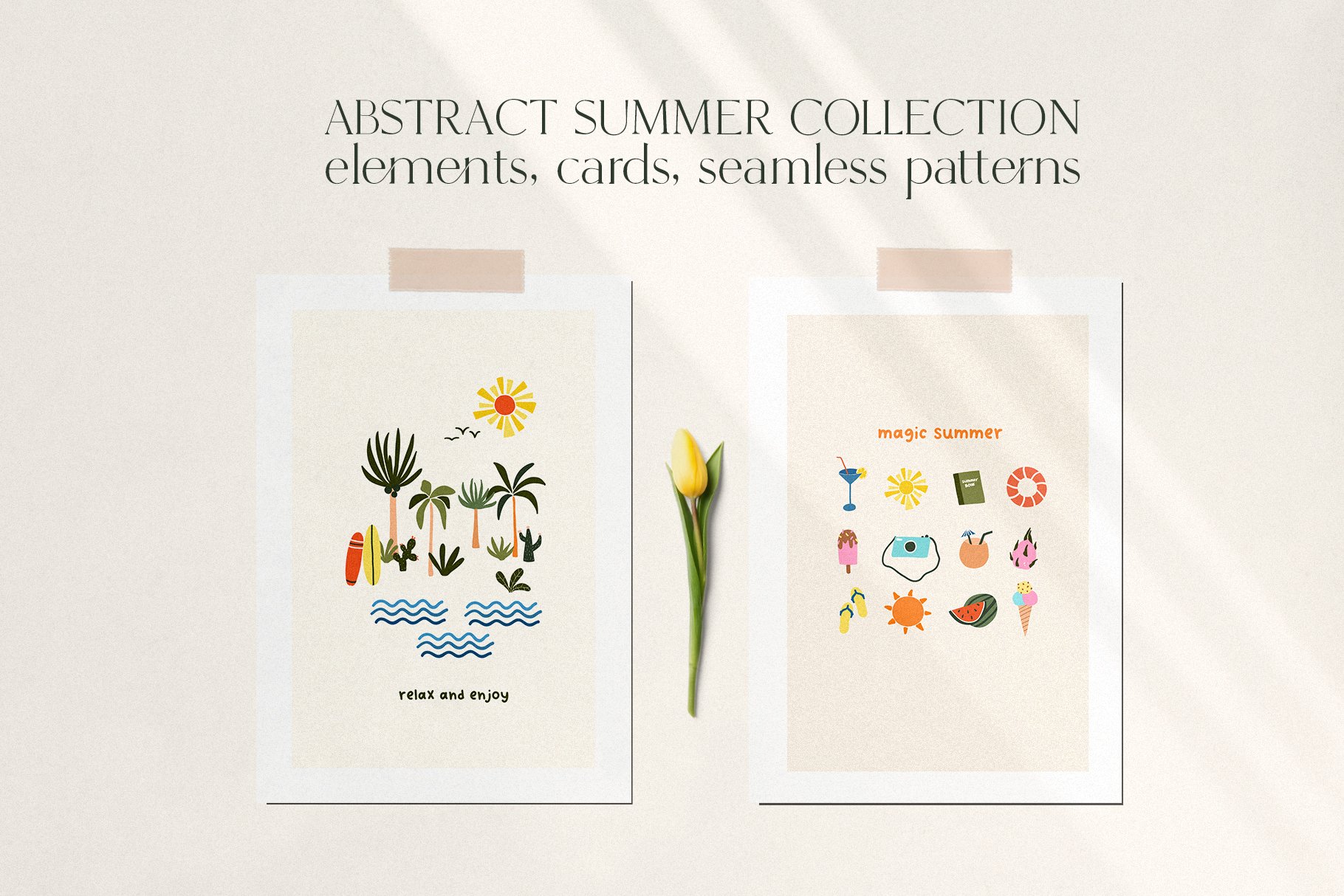 Summer Season Abstract Graphic Set
