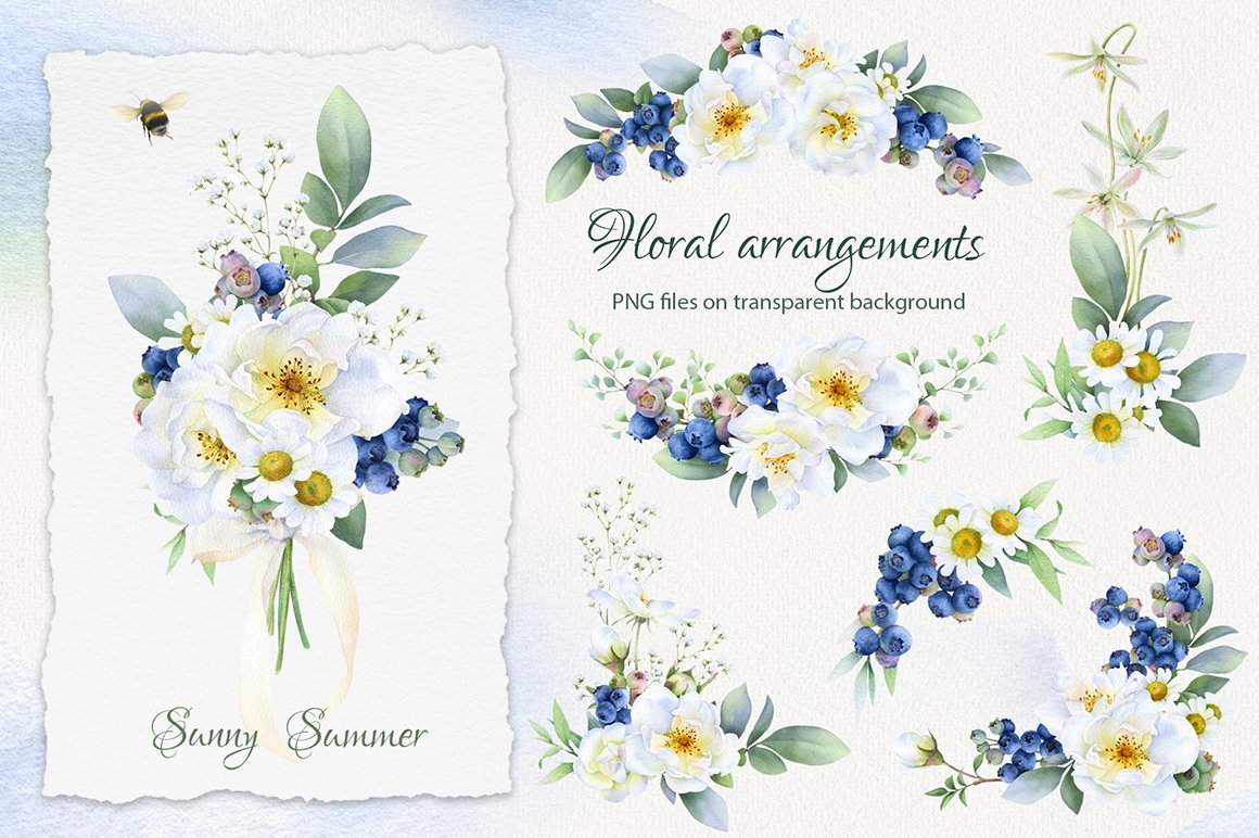 Sunny Summer Hand Drawn Watercolor Collection