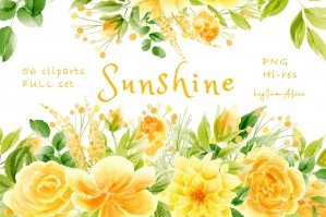 Yellow Sunshine Flower Clipart