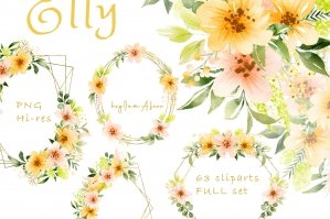 Elly - Yellow Pink Flower Clipart