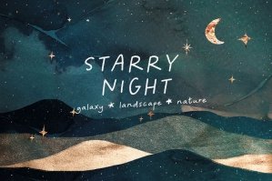 Starry Night I Landscape & Galaxy