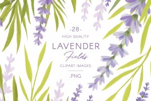 Lavender Flowers & Wreaths Clip Art
