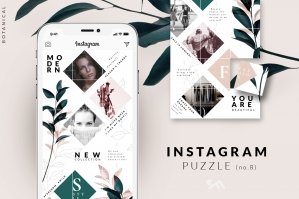 Instagram Minimal Puzzle Template - Botanical