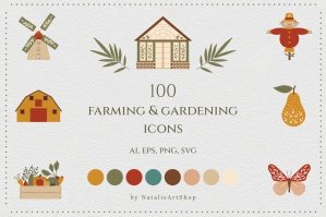 Farming & Gardening Icon Set