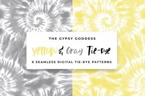 Yellow & Gray Tie-dye 6 Seamless Patterns