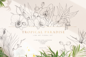 Tropical Paradise Line Art Set