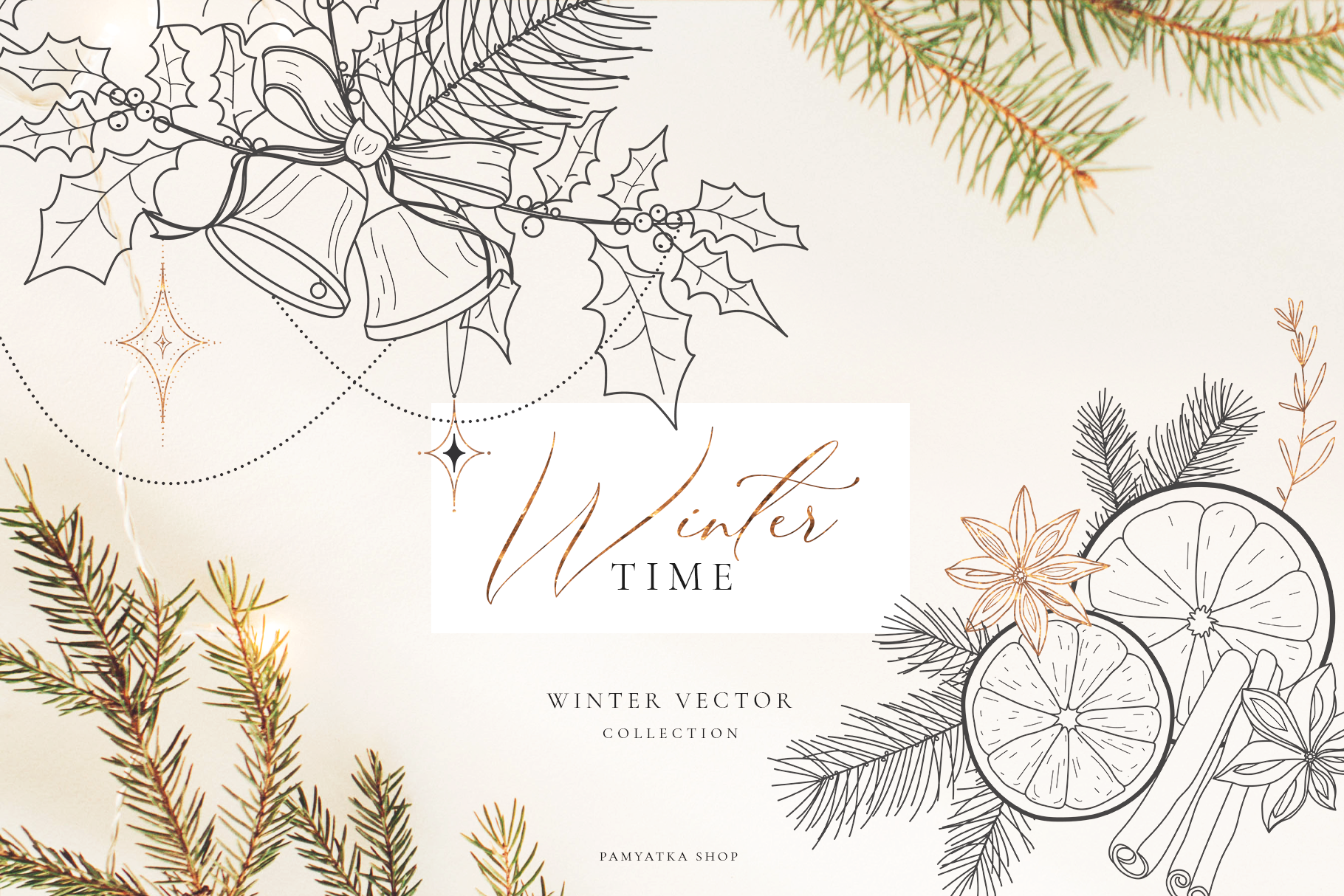 Winter Time - Christmas Line Art Set
