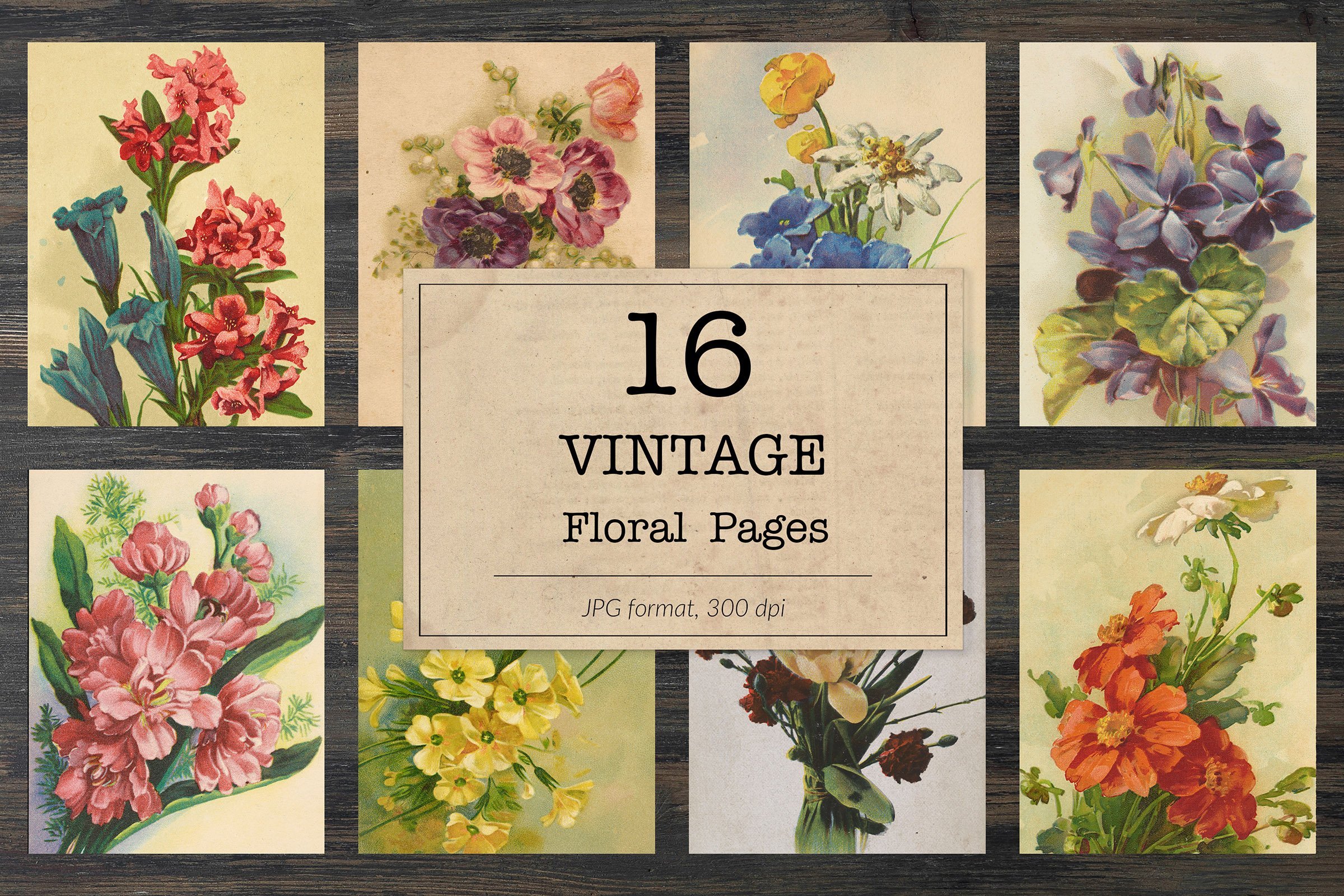 Vintage Flowers Die Cuts, Printable Junk Journal Stickers, F