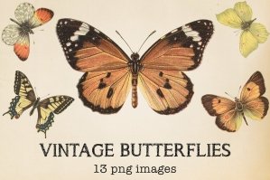 Vintage Butterflies Clipart