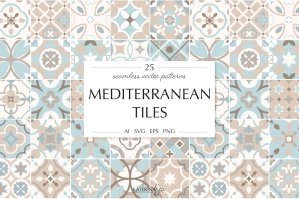 Mediterranean Tiles Vector Patterns