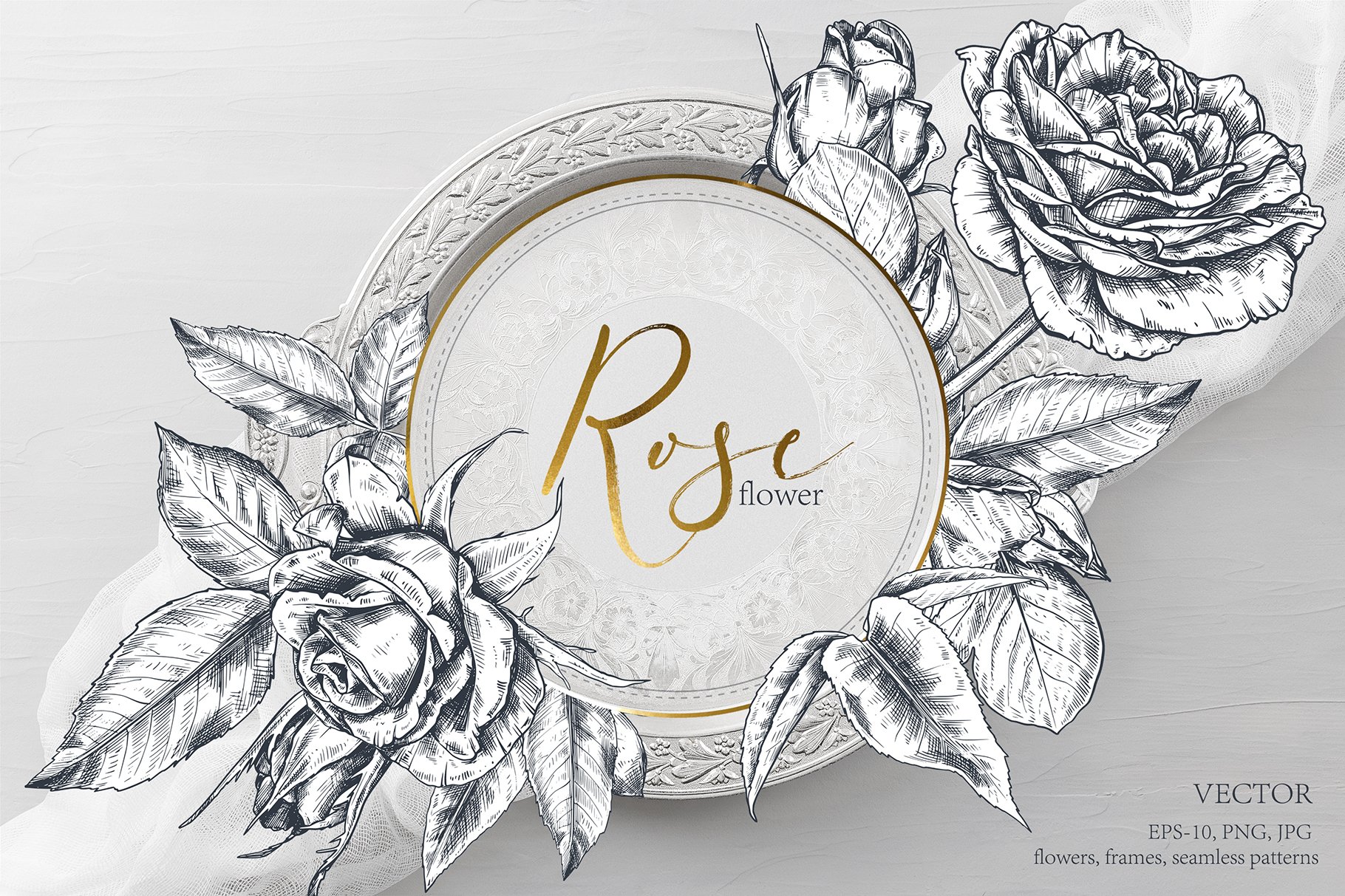 Roses Line Art Vector - Design Cuts