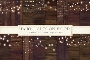 Fairy Lights On Wood Backgrounds