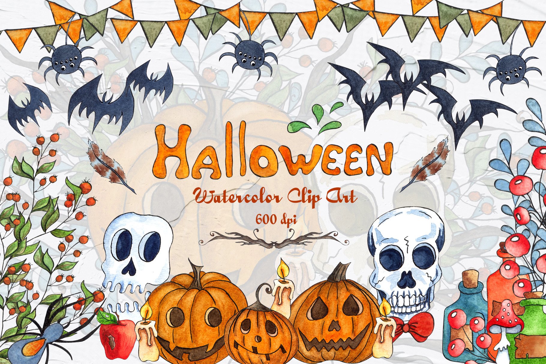 Halloween Watercolor Clipart
