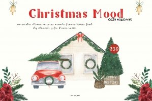 Christmas Mood Cozy Holidays Watercolor