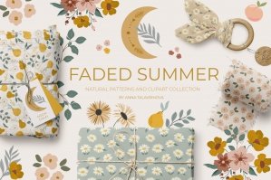 Faded Summer Natural Pattern Clipart