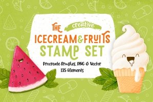Icecream & Fruits Stamp Set for Procreate