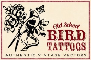 Tattoos 7 Retro Birds & Peacocks