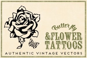 Retro Tattoos 12 Flower & Butterfly