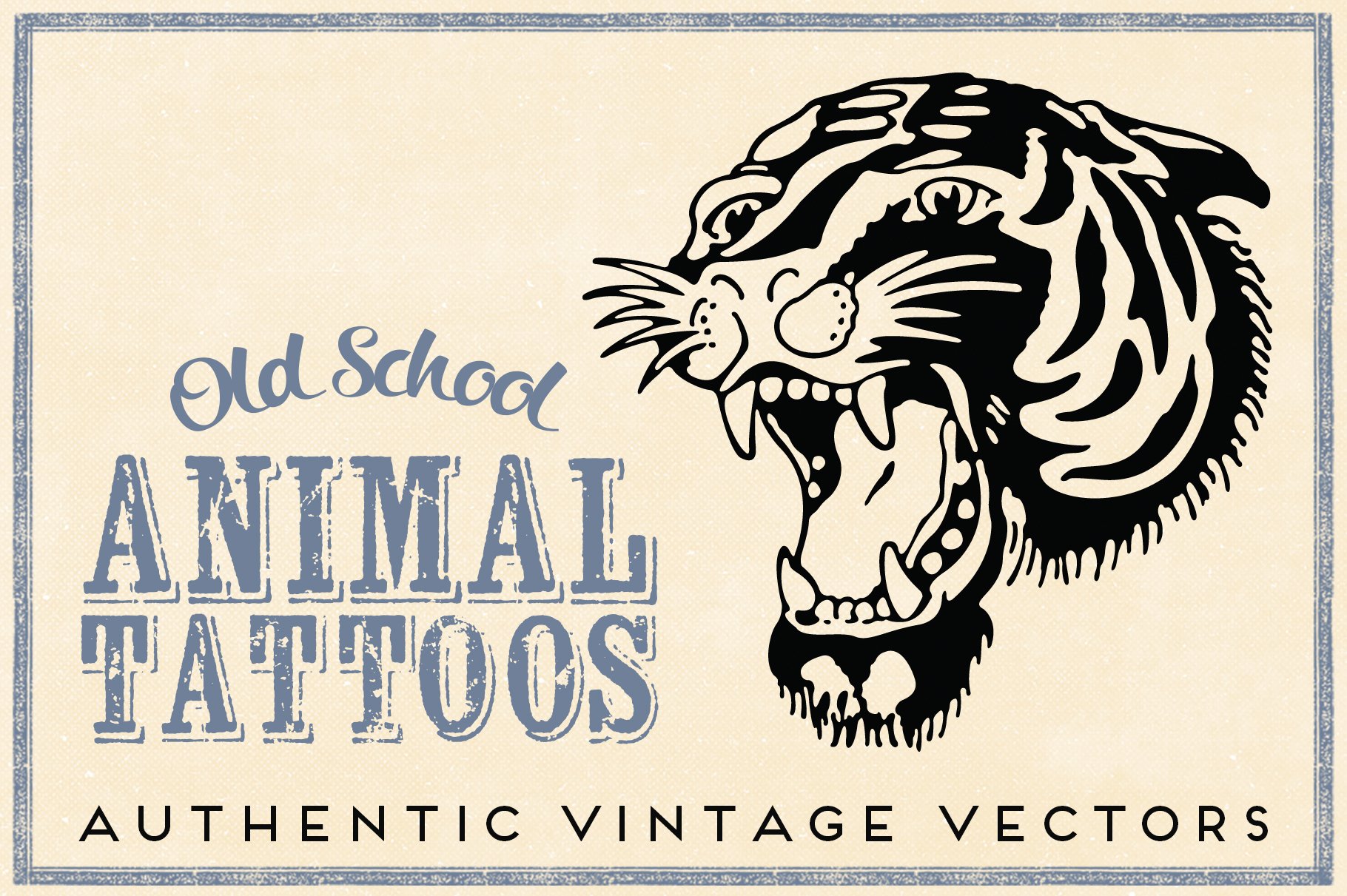 Vintage Tiger Face. Heading Vintage Style Isolated On A White Background.  Design Element For Logo, Badge, Tattoo, T-shirt, Banner, Poster. Royalty  Free SVG, Cliparts, Vectors, and Stock Illustration. Image 133801343.