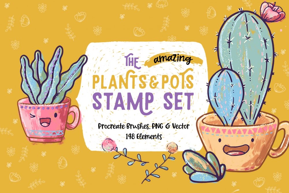 Plants & Pots Stamp Set for Procreate