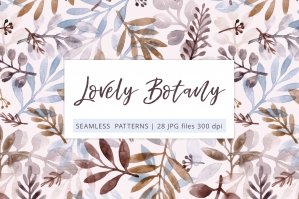 Watercolor Leaves Seamless Patterns