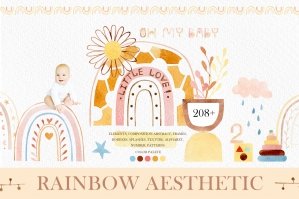 Rainbow Aesthetic - Cute Abstract Watercolors