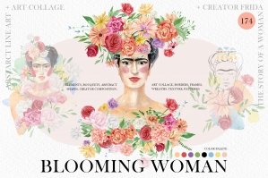 Woman Floral Elements - Flower Frida