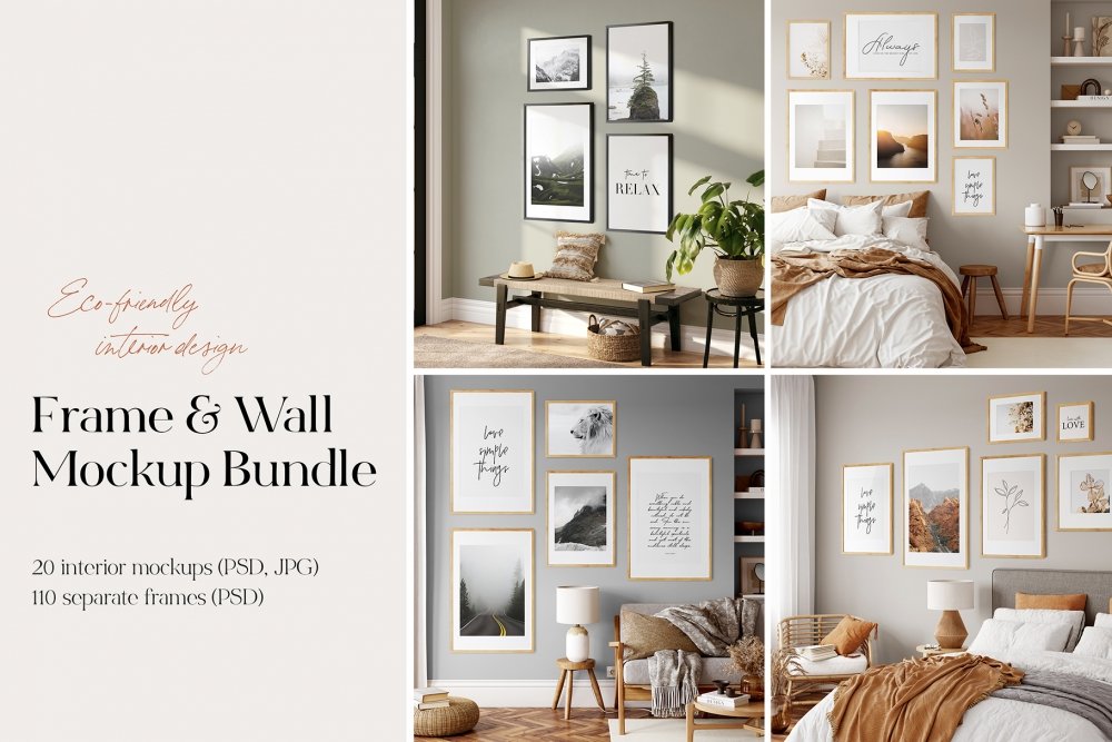 Frame & Wall Mockup Bundle - Eco-Friendly - Design Cuts