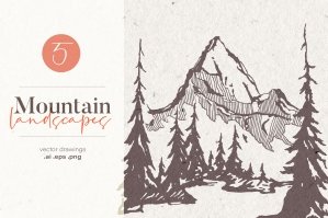Hand Drawn Mountain Landscapes