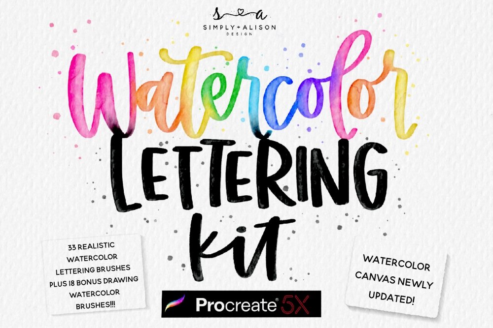 Realistic Watercolor Lettering Kit