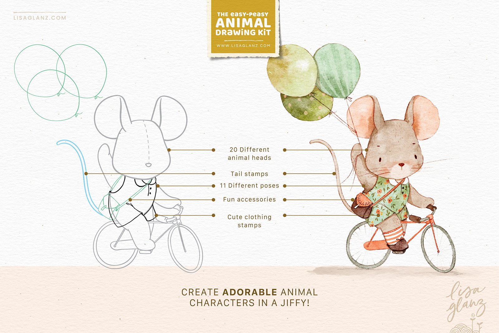 Easy Peasy Animal Drawing Kit - Design Cuts